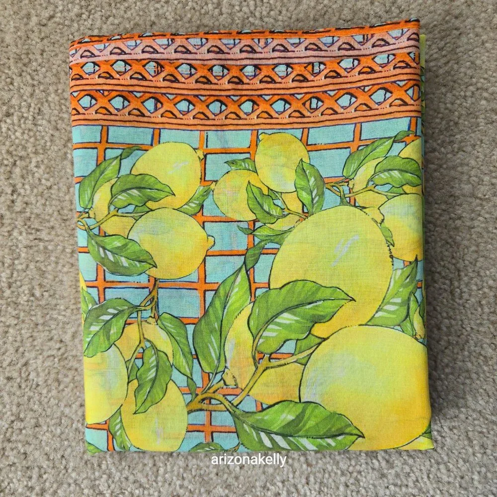 Calypso St. Barth Cotton Lemon Scarf Sarong Embroidered
